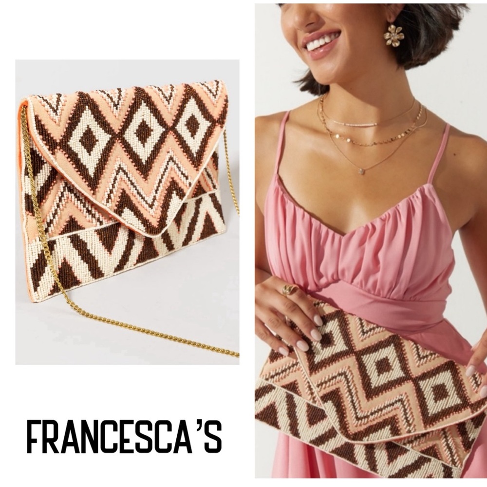 New Francesca’s Jane Beaded Tribal Clutch - Picture 2 of 8